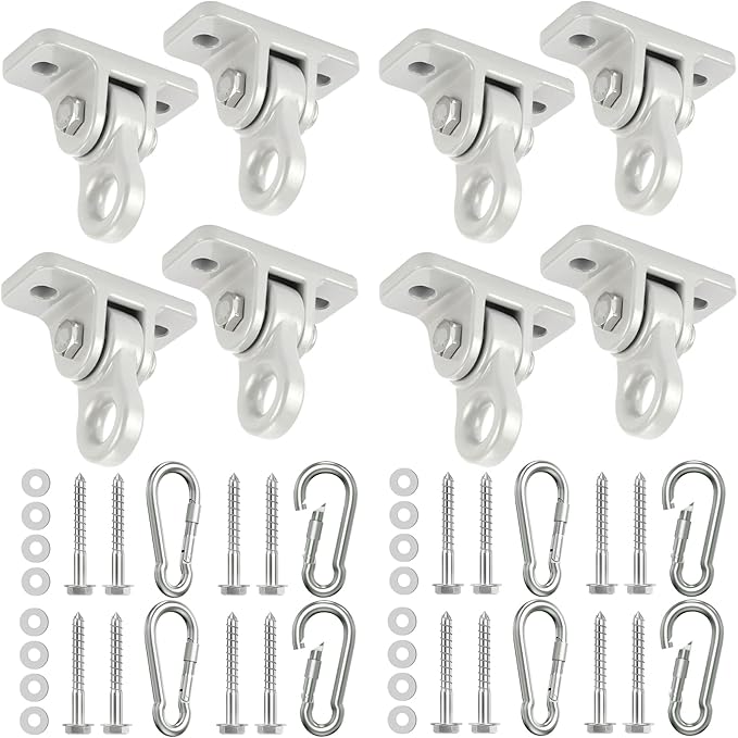 Heavy Duty Porch Swing Hangers Kit, with Screws Bolts for Wooden Sets Playground Porch Patio Yoga Seat Indoor Outdoor Hanging Snap Hooks (8 Pack Silver)