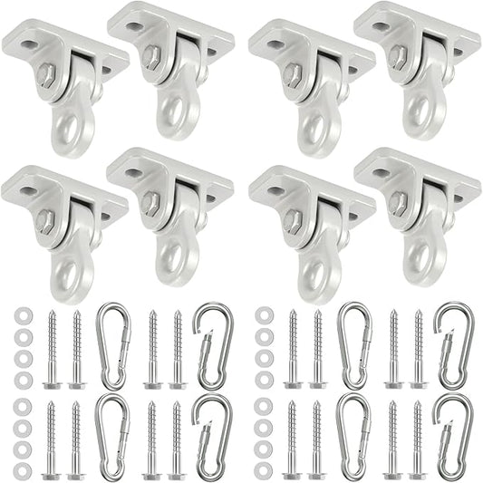 Heavy Duty Porch Swing Hangers Kit, with Screws Bolts for Wooden Sets Playground Porch Patio Yoga Seat Indoor Outdoor Hanging Snap Hooks (8 Pack Silver)