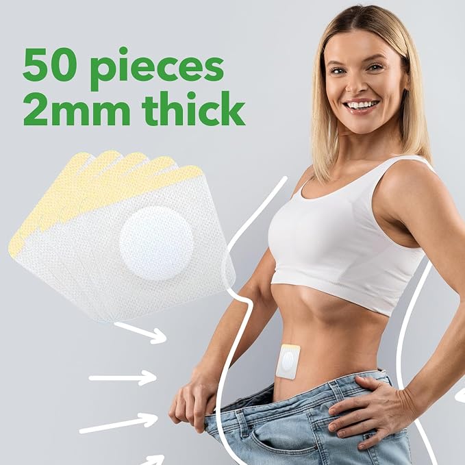 Castor Oil Patches, 50PCS Castor Oil Belly Button Patch Disposable Organic Cotton Self-Adhesive Pads for Belly Button, Anti Leakage Design, Breathable & Portable, No Wash
