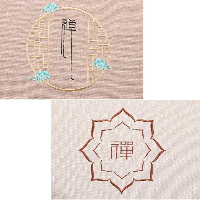 Round Meditation Cushion Mat Set with Washable Cotton Linen Cover, Larger Yoga Mat Bolster Floor Pillows Seating for Adults Meditation Accessories Beige-40cm