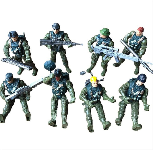 Soldier Action Figure Army Men with Weapon Accessories/ SWAT Team Figure Military Playset，Great for Christmas, Birthday, Set of 6/8