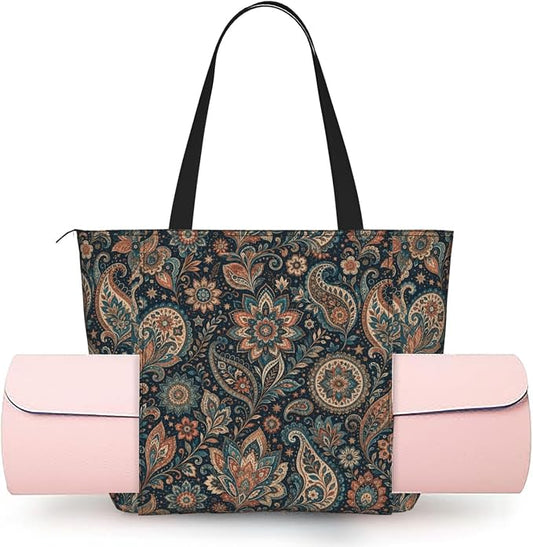 Christian Cross Jesus God Yoga Mat Bag for Women with Mats Bags Carrier Carryall Canvas Tote with Zipper Pocket, Polyester Gym Bag for Yoga Pilates Beach Travel Fitness Workout Gifts for Yoga Lovers