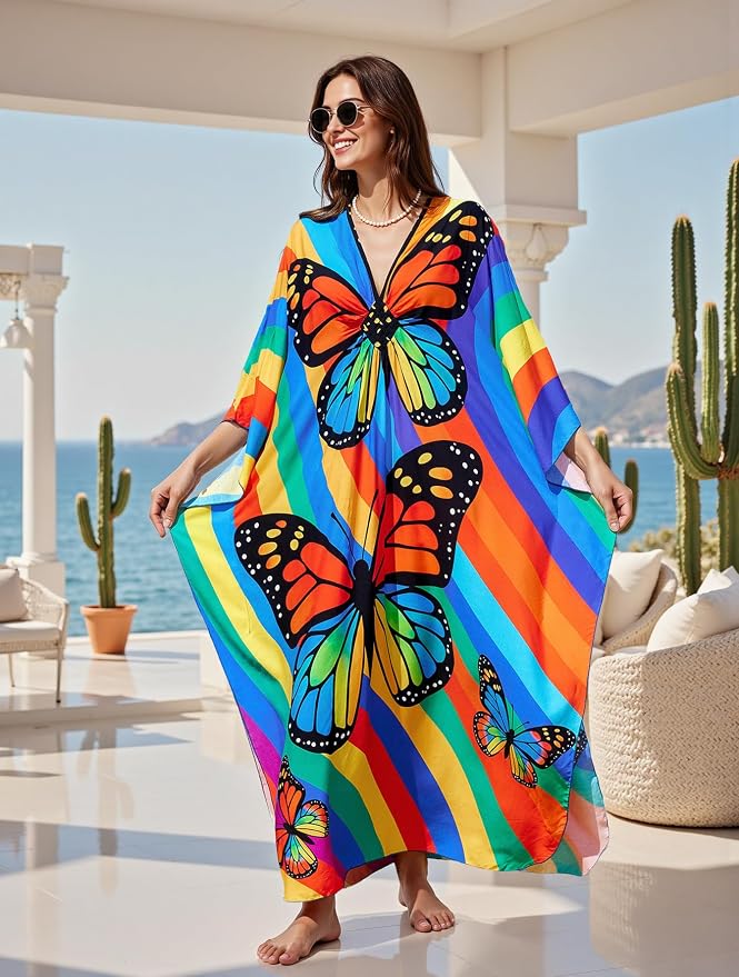 Mumu Dresses for Women Plus Size, Bohemian Kaftan Beach Cover Up Long Maxi Nightgown Soft Loungewear