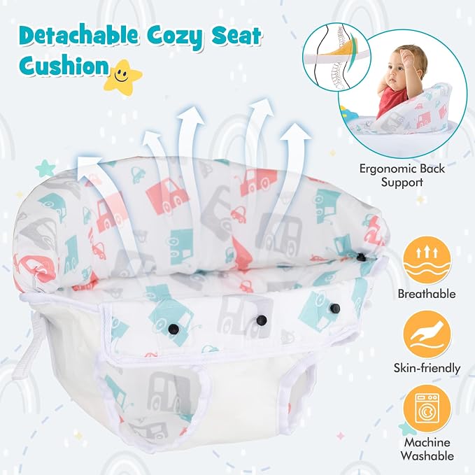 HONEY JOY Baby Walker, 5 in 1 Infant Activity Walker with Wheels, Music, Removable Cushion, Toddler Foldable Push Walker for Boys Girls, Anti-Rollover Walkers for Babies 7-14 Months (Green)