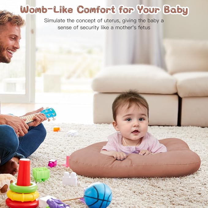 Baby Lounger for Newborn, Bionic Design Baby Lounger, Soft Organic Cotton Breathable Lounger for Infants 0-24 Months (Brown)