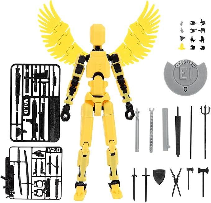 MerryXD T13 3D Action Figure,Assembly Completed Dummy Nova Titan Lucky 13 Action Figure 3D Printed Multi-Jointed Movable Toy Yellow