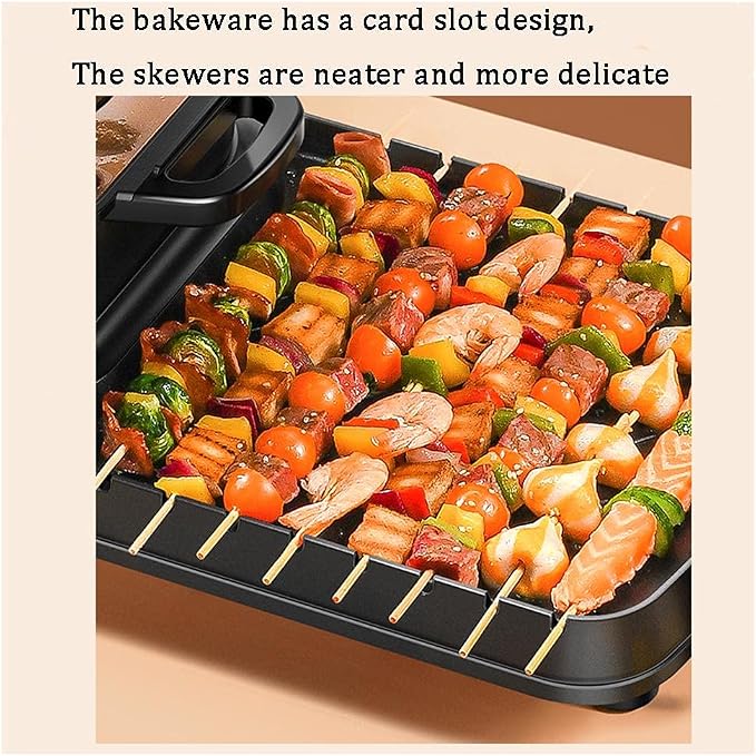 Electric Grill with Hot Pot 2 in 1 Indoor Korean BBQ Grill,2200W Multifunctional Smokeless BBQ Hot Pot Double Pot,Non-Stick Pan,for 5-10 People,for Grilling & Cooking(Double Pot)