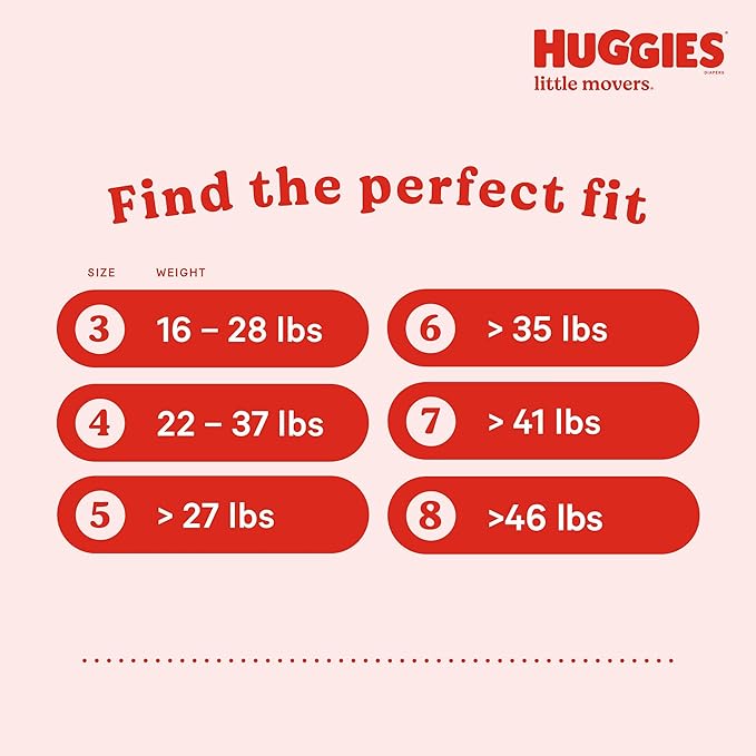 Huggies Size 8 Diapers, Little Movers Baby Diapers, Size 8 (46+ lbs), 12 Ct, Packaging May Vary