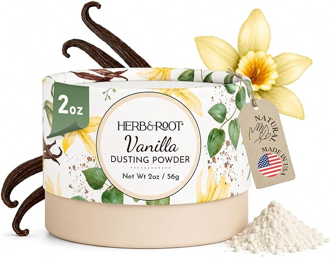 Vanilla Dusting Powder (2 oz Travel Size) – Talc-Free Body Powder with Arrowroot & Magnesium for Odor & Moisture – Soothing Anti-Chafe Powder for Underarms, Bra Line & Body – Made in USA