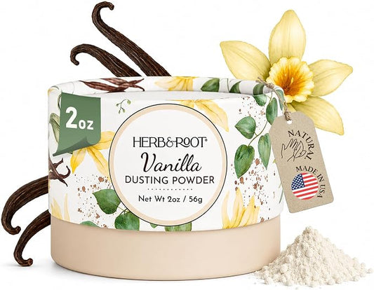 Vanilla Dusting Powder (2 oz Travel Size) – Talc-Free Body Powder with Arrowroot & Magnesium for Odor & Moisture – Soothing Anti-Chafe Powder for Underarms, Bra Line & Body – Made in USA