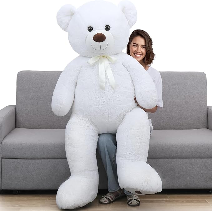 Tezituor Giant Teddy Bear 5ft, Large White Teddy Bear Plush Toy 59", Fluffy and Soft Teddy Bear Stuffed Animal for Girlfriend, Boyfriend, Birthday, Anniversary