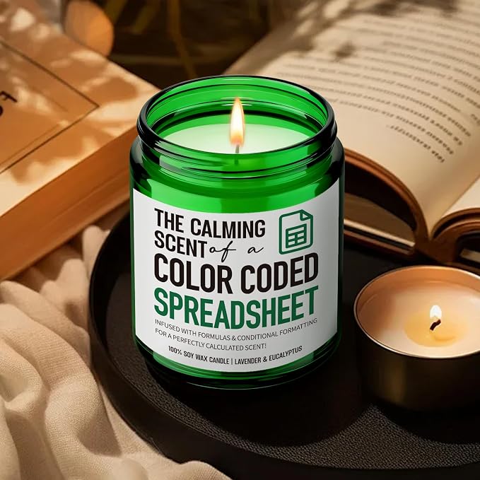 Funny Gifts for Accountant Men Women Candle, The Calming Scent of A Color Coded Spreadsheet, Humor Excel spreadsheet Candles Gift for Coworkers CPA Boss Data Analyst Marketing Specialist-18