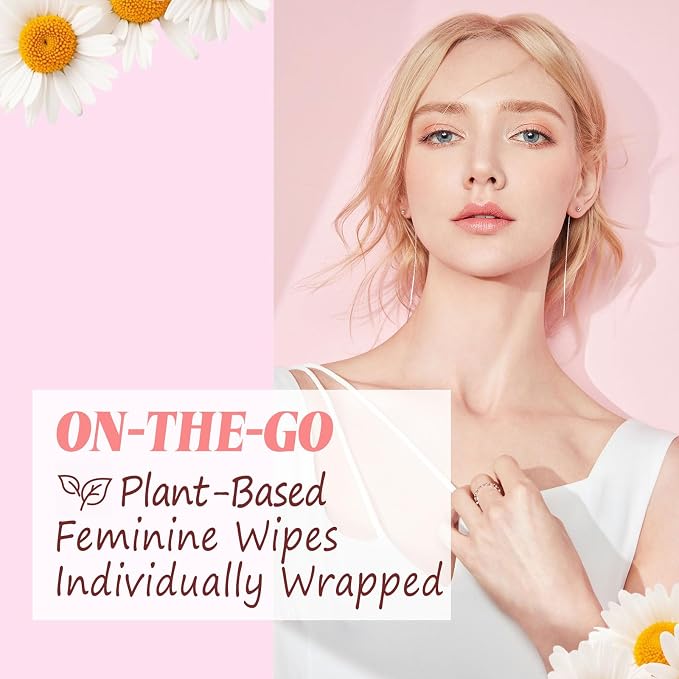 twoworld 150 Feminine Wipes Flushable Travel Individually Wrapped | Travel Wipes for Women,Feminine Care Wet Wipes Travel Size Vaginal Wipes for Adult,Girl and Homeless(Chamomile,Rose,Unscent)