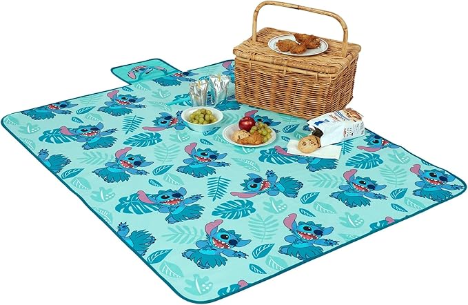 Disney Stitch Blanket Hula Dance Tropic Leafs Outdoor Picnic Throw 50" X 60"