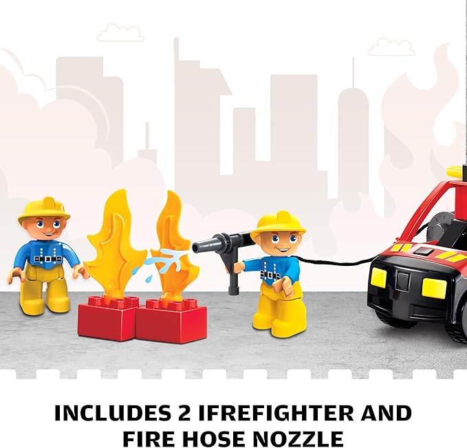 Fire Station Playset, Fire Trucks for Toddlers 3-5, Classic Big Building Blocks Compatible with Lego Fire Station and DUPLOs for Age 3-5, Firefighter Gifts, Firetruck Toys 3-5 Years Old