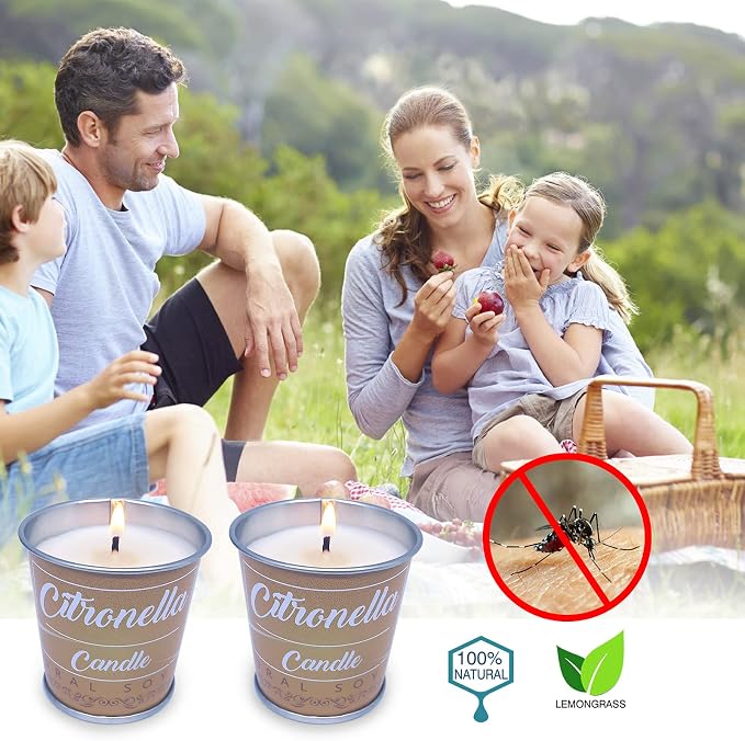 12 Pack Citronella Candle Set Made with Citronella Oils and Natural Soy Wax, 140 Hour Burn Time, 2 oz Small Coffee Brown Bucket Candles for Patio, Home, Backyard, Camping
