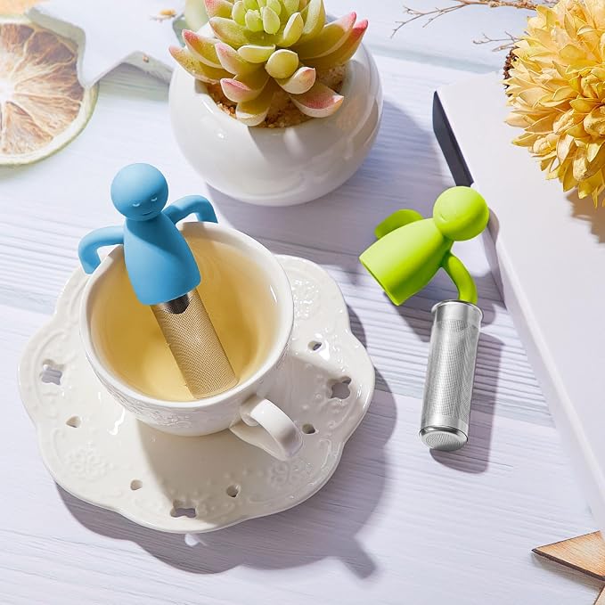 Hicarer 8 Pieces Tea Infuser for Loose Tea Cute Fine Mesh Strainer Stainless Steel Filter Ball Diffuser Steeper for Teacups Teapots (Bright Colors)