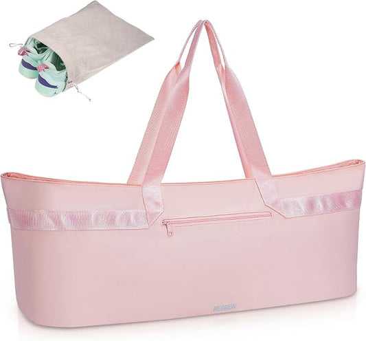 Large Yoga Mat Tote Bag for Women with Holder Strap,Pilates Gym Tote Bag with Shoes Bag & Wet Pocket