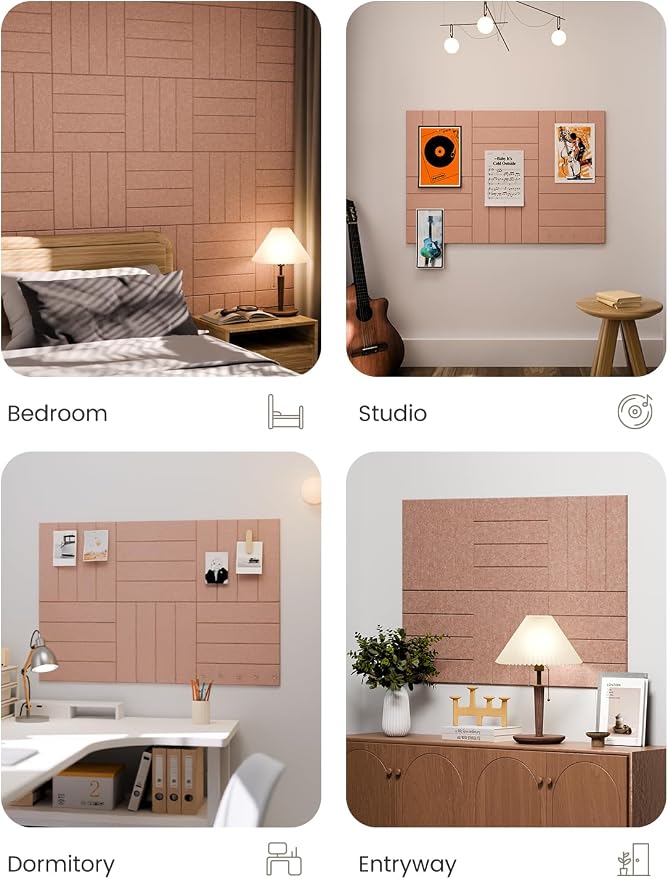 Fluxynara 36" x 24" Large Felt Bulletin Board, Terracotta | 6 Pack Cork Board Alternative with 30 Safe Adhesive Tabs, Felt Pin Boards for Wall Decor, Home, Office, Classroom, Dorm