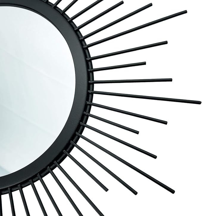 3 Pack Metal Mirrors for Wall Sunburst Wall Mirrors Home Décor Decorative Hanging Wall Art for Living Room Bedroom Entryway (Black, Flower+Sunburst)