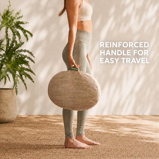 Avocado Organic Yoga Meditation Pillow, GOTS Certified Organic Cotton Cover, Natural Buckwheat Fill
