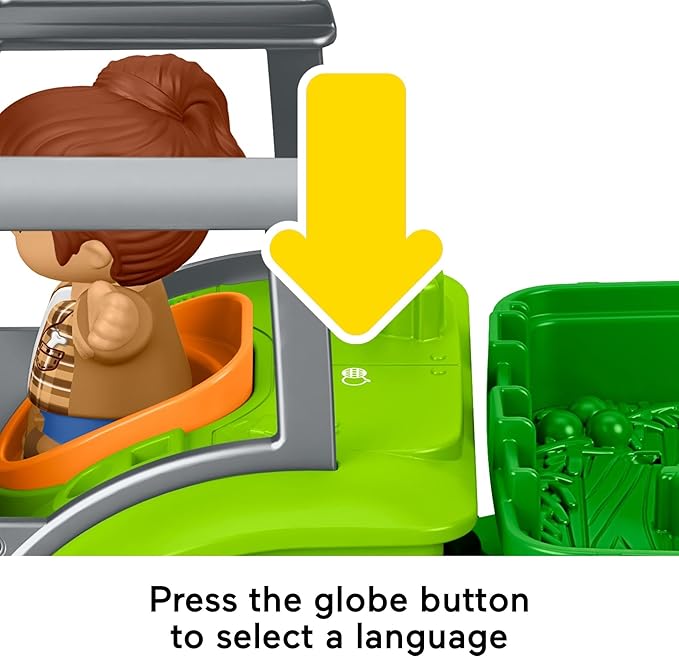Fisher-Price Little People Toddler Toy Push & Play Tractor Push-Along Musical Farm Vehicle with 2 Figures for Pretend Play Kids Ages 1+ Years, Multilanguage Version