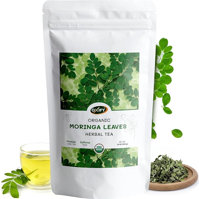 Oxify Organic Moringa Leaves Herbal Loose Tea- 16 oz (16 oz, Moringa Leaves)