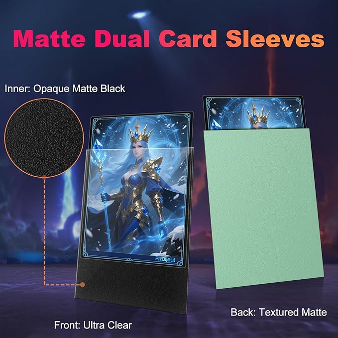 200 Pack Card Sleeves, Matte Dual Trading Card Sleeves with Opaque Back & Smooth Shuffle, Tear Resistant Card Protectors for MTG, TCG (Eucalyptus Green)