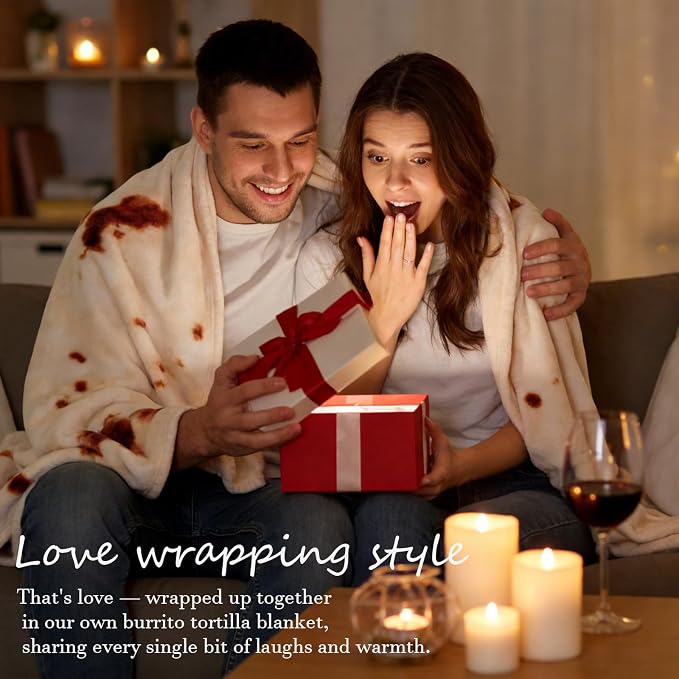 SeaRoomy Burrito Tortilla Blanket, Funny Food Throw Blanket, Round 47inches | White Elephant Gifts, Gag Gifts For Teen Boys & Girls, Novelty Christmas Birthday Presents, Double Sided, Soft Flannel