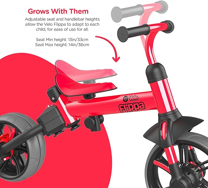 Yvolution 3 in 1 Toddler Trike Y Velo Flippa Push Tricycle Toddler Balance Bike with Parent Steering Push Handle for Boys Girls 2-5 Years Old