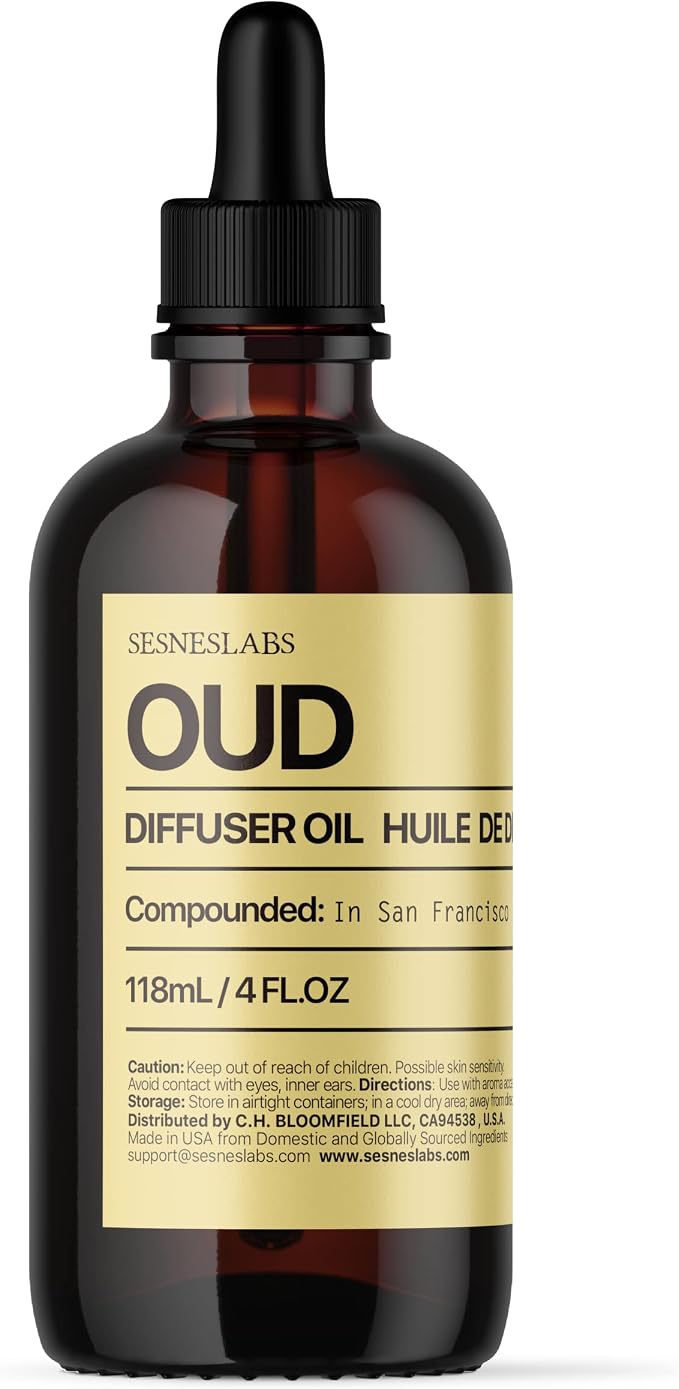 Oud Diffuser Oil, Niche Scent, Luxury Chinese Pepper, Rosewood, Cardamom, Vetiver, Oud, Tonka Bean, Musk Essential Oils Blend for Ultrasonic Diffuser Scent Projects(4 oz/118mL)…