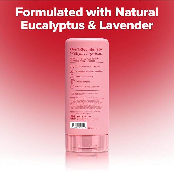 O Positiv URO pH Balanced Probiotic Wash – Odor Control, pH Balance, Dryness & Irritation Support for Intimate Areas – Probiotics & Lactic Acid – 6.75 oz (Pack of 2)