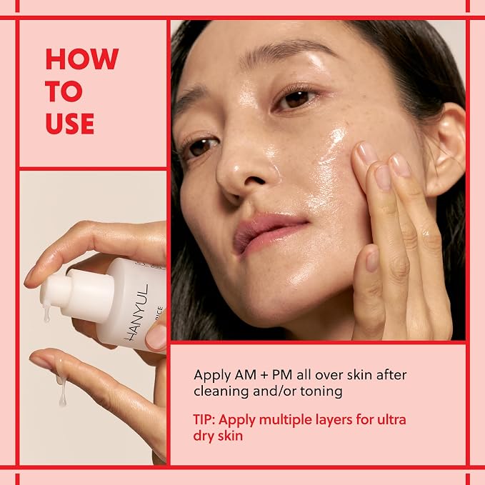 HANYUL Red Rice Hydrating Serum with Vegan Ceramide & Squalane | Korean Face Serum for Plumping Hydration, Radiant Skin Glow, Slow Aging, Firming & Barrier Support | For All Skin Types