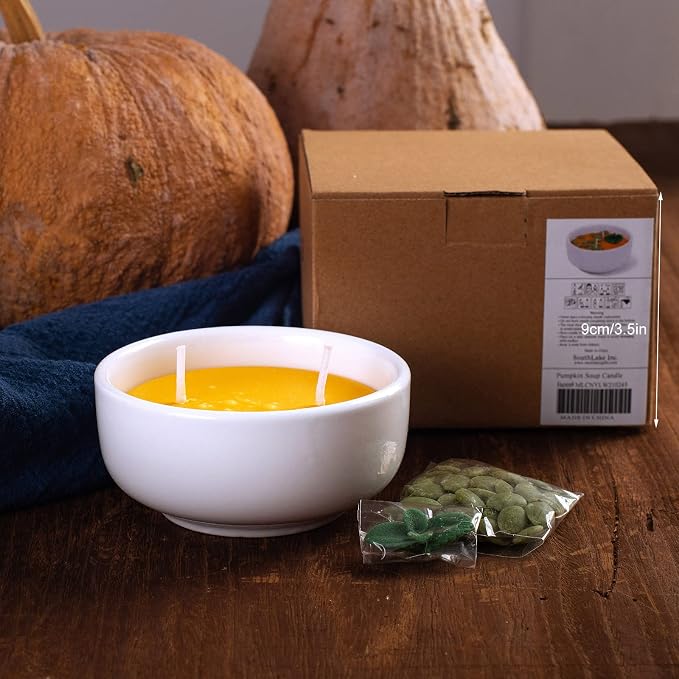 Pumpkin Soup Bowl Scented Soy Candle for Autumn Thanksgiving Day Halloween…