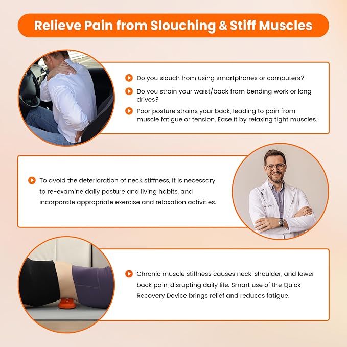 Manual Back Massager, Trigger Point Tool for Back Stretching | 4 Bumps Penetrate Deep Tissue，Prevent Muscle Stiffness，Improve Posture，Full Body Massage，lightweight 3.9 oz，portable
