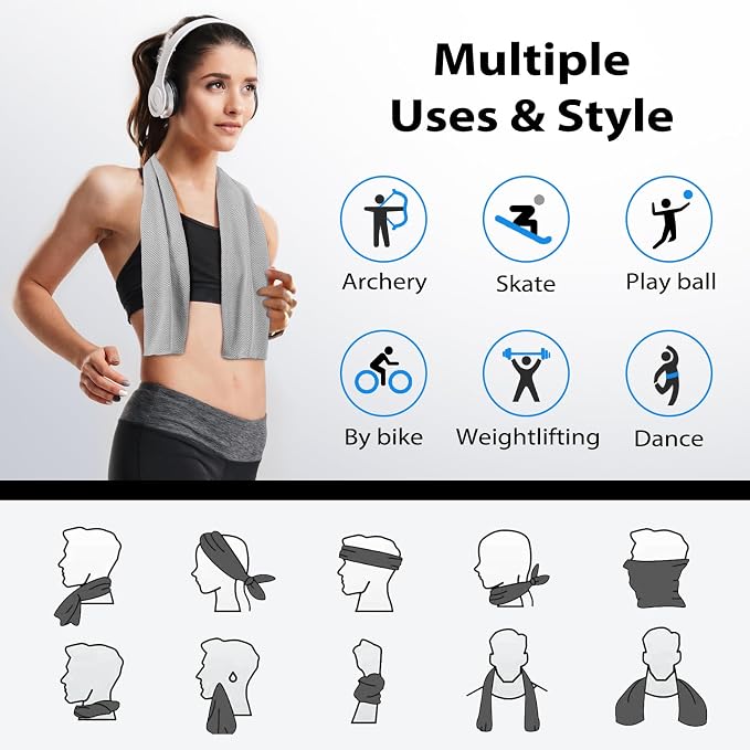 Cooling Towels - 5 Pack Gym Towels, Gym Towels for Working Out, Yoga Towel, Quick Dry Towel for Running, Camping, Fitness & More Activities