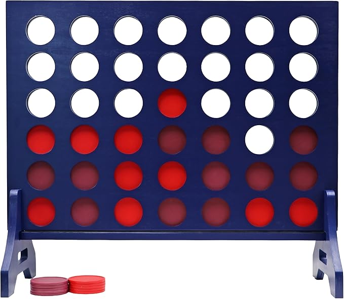 Tailgating Pros Premium Navy Giant Four in a Row with Carrying Case - Jumbo Oversized Outdoor Yard Game - Connect Multiple Pucks in a Row to Win - Many Puck Colors Available!