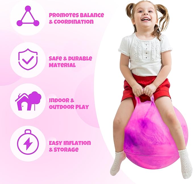 Upper Rider 2 Pack 20 Inch Clouds Hopper Ball for Kids Ages 6-12, Oversized Tie Dye Bouncy Balls with Handle, Blue Orange & Purple Pink Jumping Balls, Inflatable Ride-On Toys with Pump and Gift Boxes
