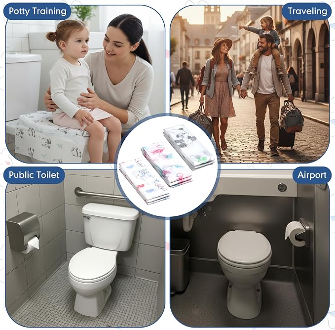 Dunzoom 200 Pack Disposable Toilet Seat Covers Waterproof for Campers & Adults, Individually Wrapped for Public Restroom, Travel, Airplane, Trip, Camping & Hiking