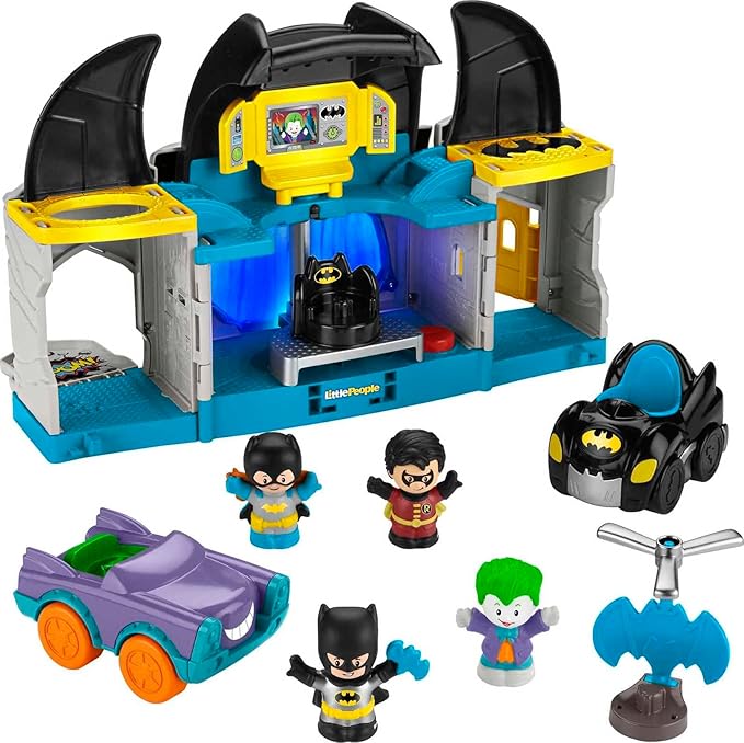 DC Super Friends Fisher-Price Little People Toddler Toy Deluxe Batcave Playset with Batman Figure for Pretend Play Ages 18+ Months (Amazon Exclusive)