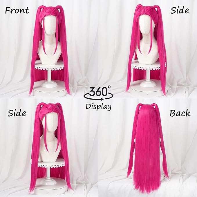 Pink Kp Style Dance Wig No Installation Needed Halloween Parties Stage Performances（Long Pink）