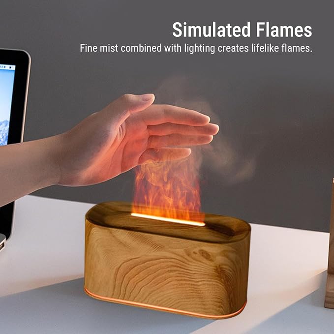 Asixxsix Essential Oil Diffuser, Aromatherapy Diffuser Cool Mist Humidifier with 7 Colors Light, Scent Aromas Diffuser, Quiet Flame Diffuser for Essential Oil, Home, Office, Bedroom (Light Wood