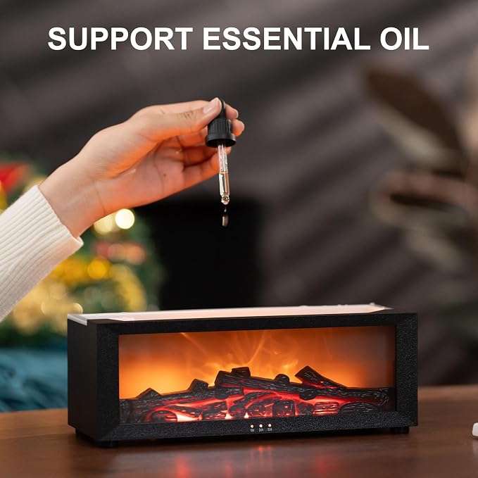 Fireplace Aroma Essential Oil Diffuser, 150ml Ultrasonic Humidifier, Scent Aroma Diffuser with Remote Control & Timer for Home, Bedroom, Office, Yoga
