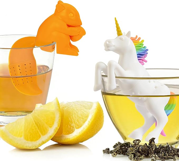2 Pcs Silicone Tea Infuser, Cute Squirrel And Unicorn Designs Tea Steeper | Tea Diffusers For Loose Tea, Loose Leaf Tea Steeper, Tea Infusers Is Soft And Easy To Clean Silicone, Fun Gift For Tea Lovers