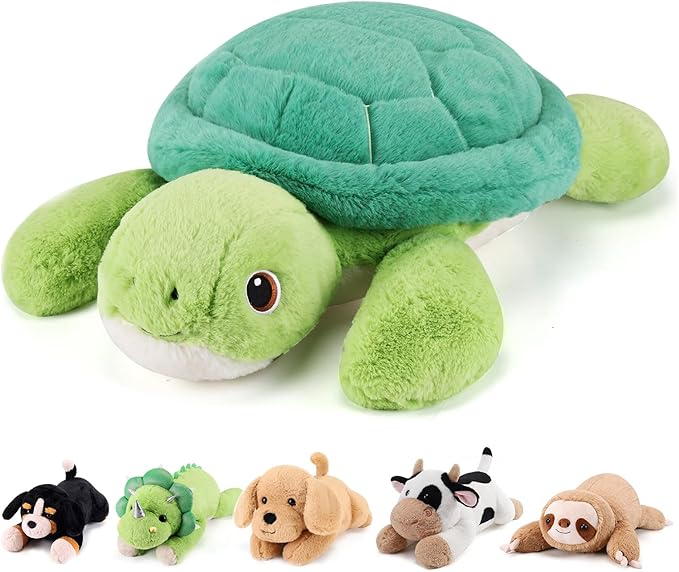 Turtle Weighted Stuffed Animals - 12 Inch 1.0 Pounds Weighted Plushies Sea Turtle Stuffed Animal - Small Tortoise Plush Pillow - Cute Plush Toy Gifts for Kids & Adults (12" 1.0 lbs)