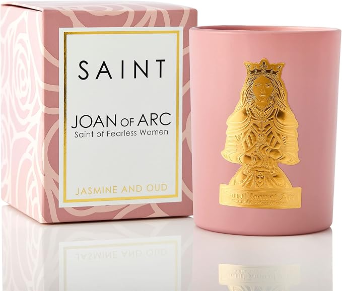 SAINT Joan of Arc Scented Candle with Prayer and Prayer Coin | Saint of Fearless Women - Soy Coconut Aromatherapy Candle with 80 Hour Burn Time, Special Edition