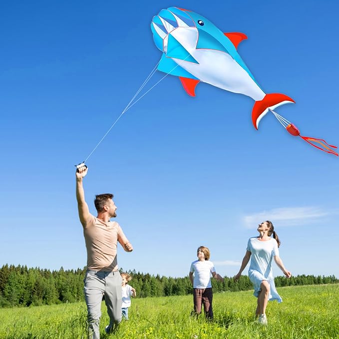 HENGDA KITE 3D Kite for Kids and Adults,Easy to Fly,Excellent Fabric and Structure Design，Huge Frameless Soft Parafoil Giant Whales Dolphins Kite