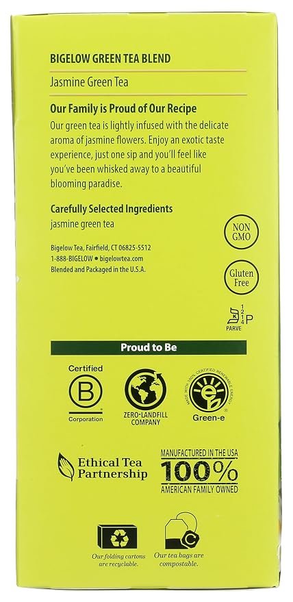 Bigelow Tea Green Jasmine 28ct (Pack of 1), Medium-Caffeine, All Natural, Antioxidant-Rich, Individual Foil-Wrapped Bags