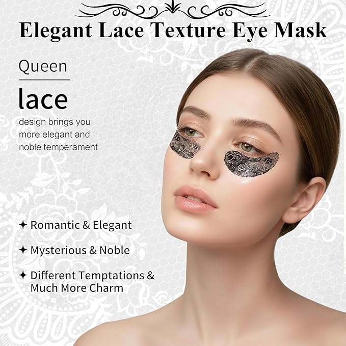 SPRINGSKY Under Eye Patches,Lace Eye Mask for Puffy Eyes and Dark Circles,Collagen Skin Care Products,Hydrating,Smoothing,Anti-Aging Eye Patch for Under Eye Bags（24 Pairs）