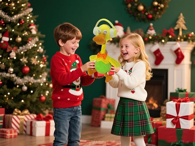 Talking Repeat Duck, Imitation Recording Duck, Music Song Duck, Children's Toy Gift Duck, Plush Duck, Smart Toy Duck (Earphone)